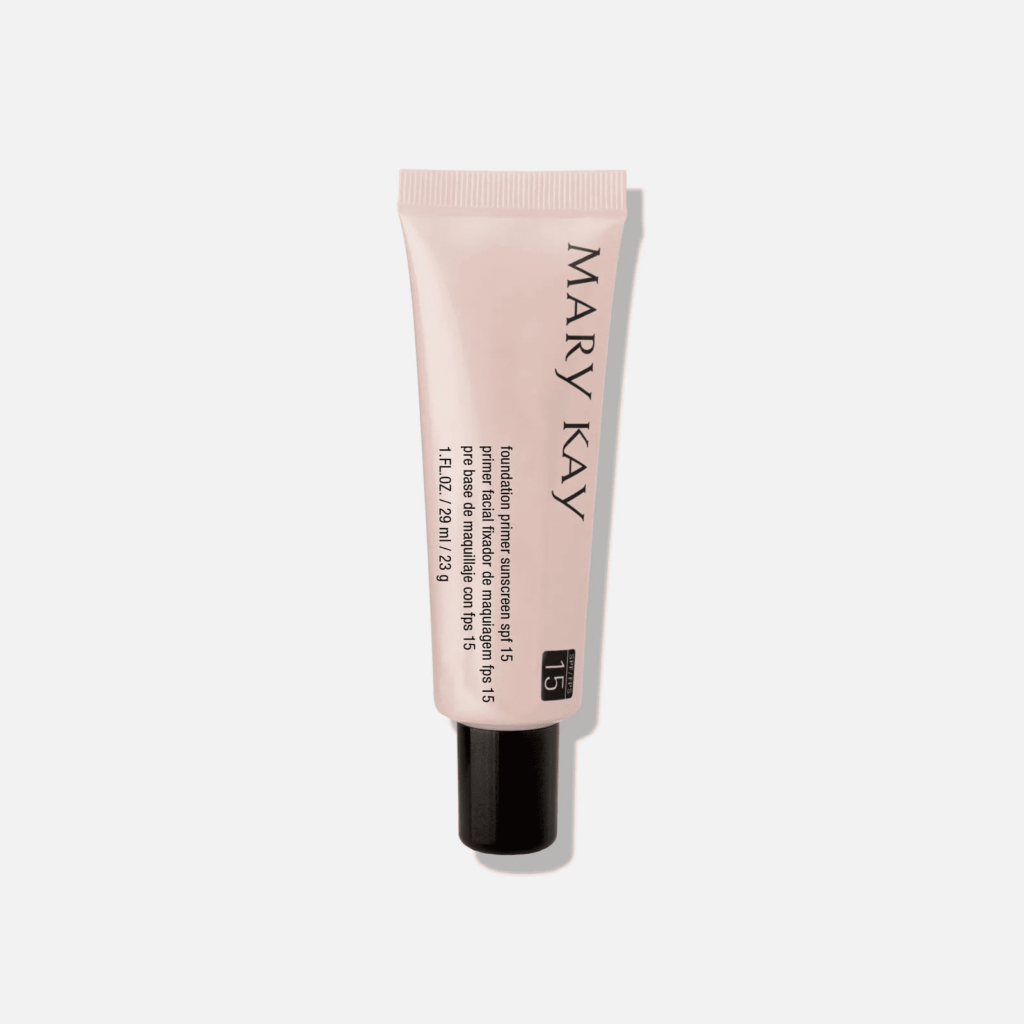 Fotografia da embalagem do primer Mary Kay facial fixador de maquiagem, com FPS 15.