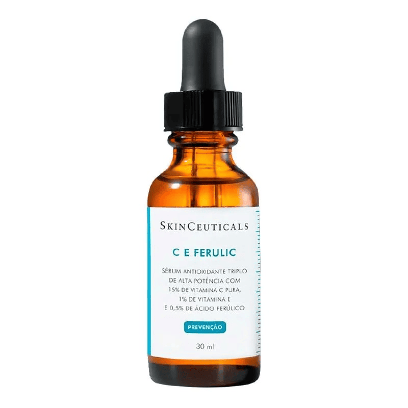 Fotografia da embalagem do sérum Skin Ceuticals C E Ferulic, utilizada para ilustrar artigo sobre pra que serve o ácido ferúlico.