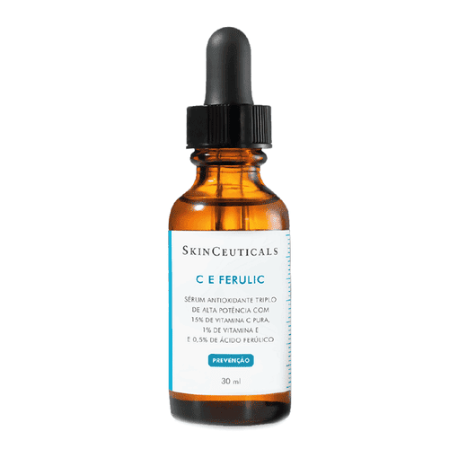 Fotografia da embalagem do produto SkinCeuticals C E Ferulic, utilizada para ilustrar artigo sobre vitamina para pele.